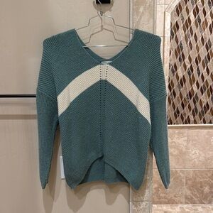 Teal and Cream Women's Sweater